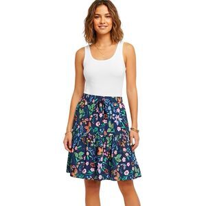 Loft Outlet Women Skirt Sz Small Floral Short Front Tied Tiered Colorful Spring
